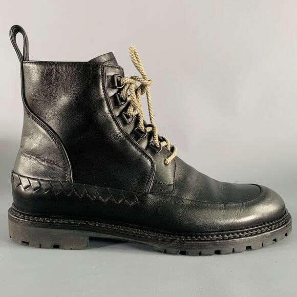 BOTTEGA VENETA Size 8.5 Black Leather Lace-Up Boots main image 7